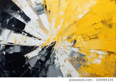 Radial abstract oil painting background template) white, yellow, gray, black. AI generated image 108994193