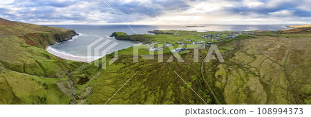 Aerial view of the beautiful coast at Malin Beg in County Donegal, Ireland 108994373
