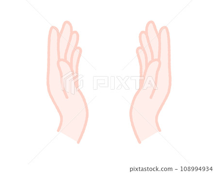 Gesture of wrapping in the palm of the hand Simple line drawing 108994934