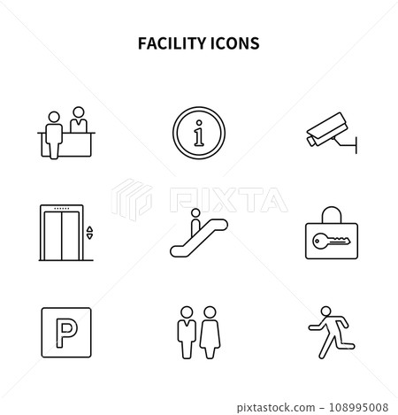 簡單的圖標集|酒店、百貨公司等設施內的信息 簡單的圖標集|酒店、百貨公司等設施內的信息 108995008