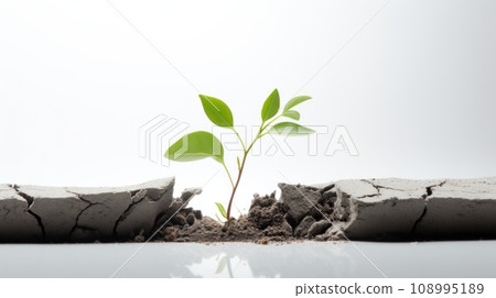 a small plant growing through a crack in the concrete, symbolizing resilience, hope, and the power of life. a small plant growing through a crack in the concrete, symbolizing resilience, hope, and the power of life. 108995189