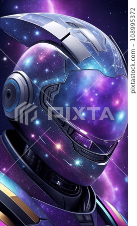 A colorful illustration that combines a robot's face with space and galaxies. A colorful illustration that combines a robot's face with space and galaxies. 108995372