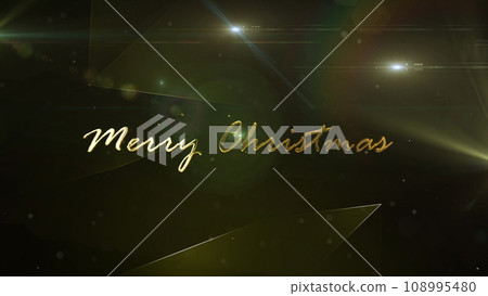 Merry Christmas 3d animated text light particles on black background. Christmas spirits and mood. 3D Illustration. 108995480