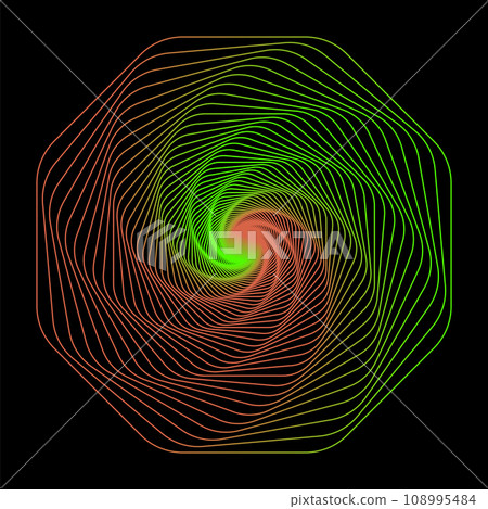 Vector Colored Line Icon Isolated on Dark Background. Spiral Logo Vector Colored Line Icon Isolated on Dark Background. Spiral Logo 108995484
