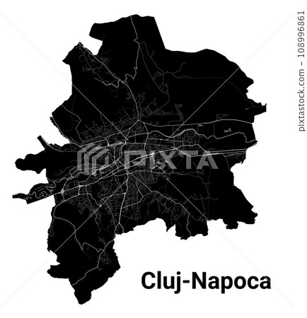 Black Cluj-Napoca city map, administrative area 108996861