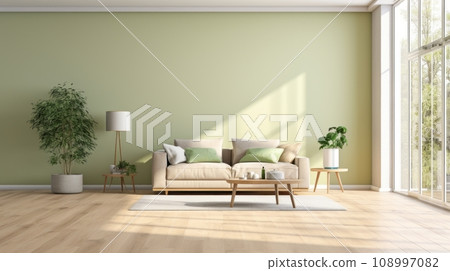 A cozy, bright apartment with huge panoramic windows flooded with sunlight. bedroom in white, beige and pistachio tones. stylish living room with coffee table and large white sofa A cozy, bright apartment with huge panoramic windows flooded with sunlight. bedroom in white, beige and pistachio tones. stylish living room with coffee table and large white sofa 108997082