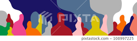 Group of people abstract vector illustration , multicolored horizontal background 108997225