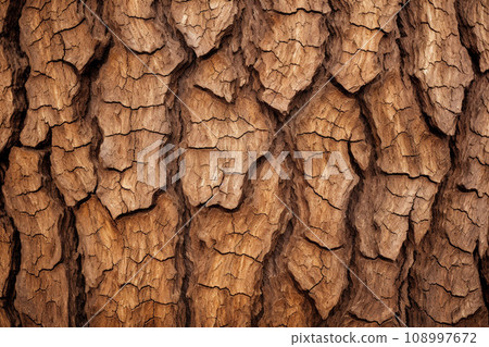 Brown oak bark close-up, background 108997672