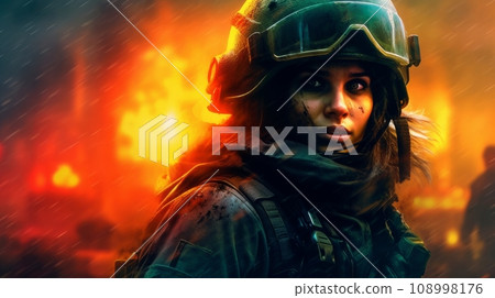 special forces woman in the city at war. special forces woman in the city at war. 108998176