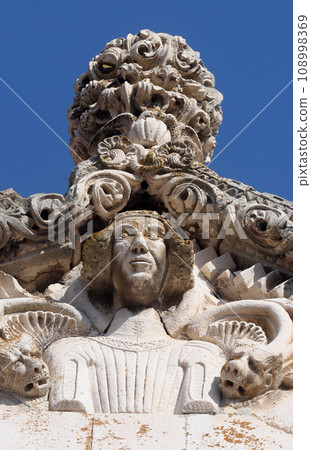 Sculpture, detail from Korcula cathedral, Croatia Sculpture, detail from Korcula cathedral, Croatia 108998369