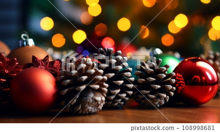pine cones and Christmas tree pine cones and Christmas tree 108998681