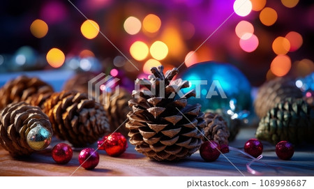 pine cones and Christmas tree 108998687