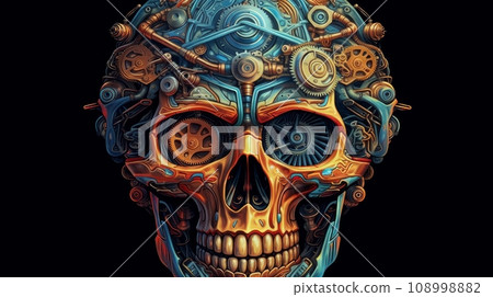 cyberpunk skull 108998882