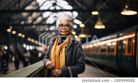 A stylish mature Black woman stands confidently - Stock Illustration  [108999088] - PIXTA