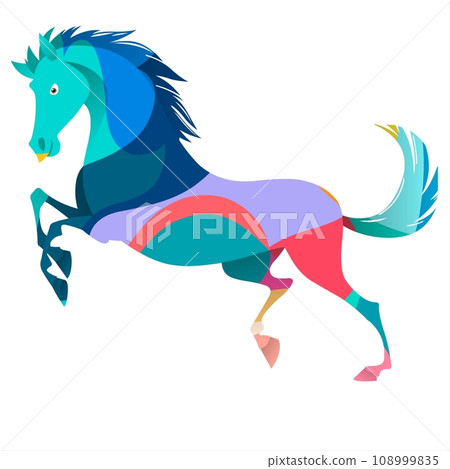 Horse running in the meadow and forest. 108999835