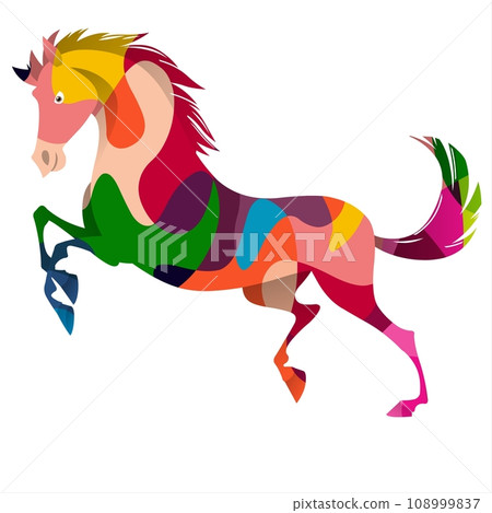 Horse running in the meadow and forest. 108999837