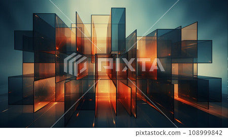architecture abstract cityscape buildings with skyscrapers generative AI. 108999842