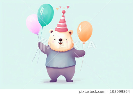 Cute Bear with balloons 108999864