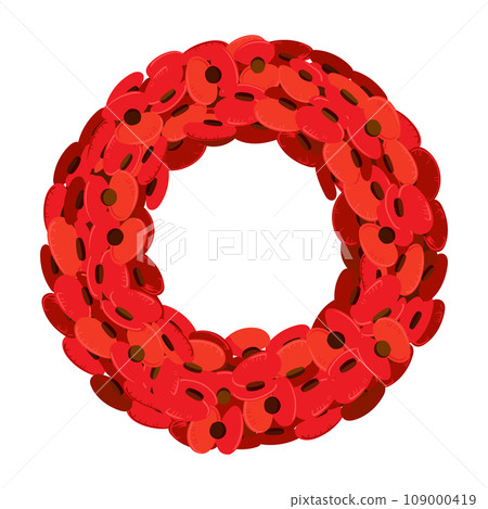 wreath of red poppies. vector wreath of red poppies. vector 109000419