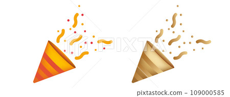 3d party popper cracker with flying confetti. 109000585