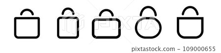 Shopping bag minimalistic icon. Padlock line simple icon Shopping bag minimalistic icon. Padlock line simple icon 109000655