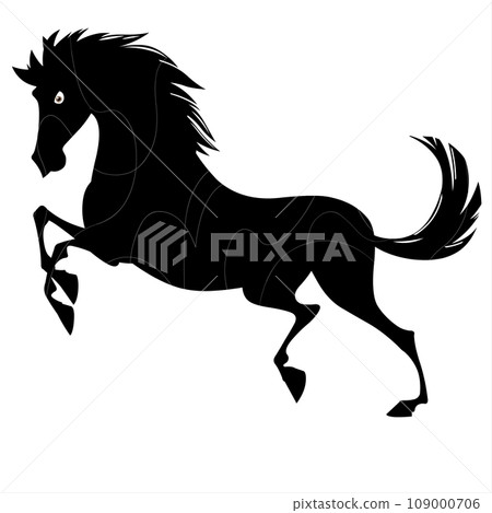 Horse running in the forest. Silhouette.  109000706