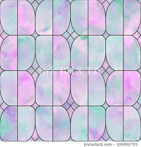 Watercolor stained glass window. Seamless abstract pattern 109000785