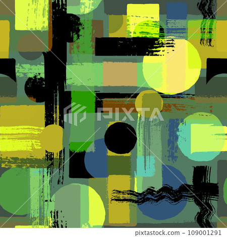 Abstract grunge cross geometric shapes seamless pattern 109001291