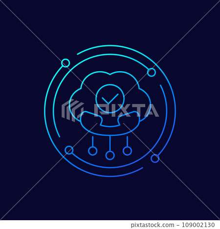 Voip telephony icon with a cloud, linear design 109002130
