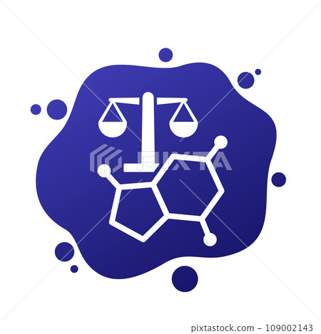 hormonal balance icon with hormone molecule 109002143