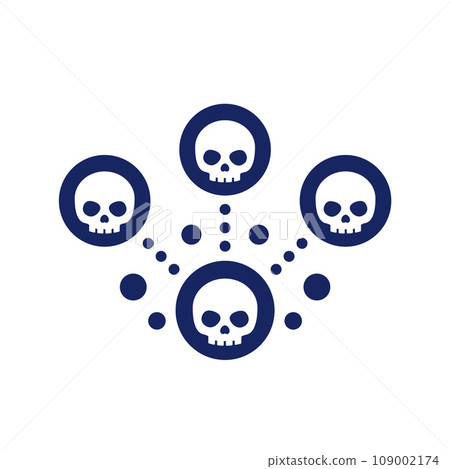 Botnet icon, network with bots, vector 109002174