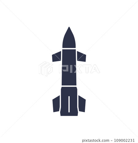 Ballistic missile icon on white, vector Ballistic missile icon on white, vector 109002231
