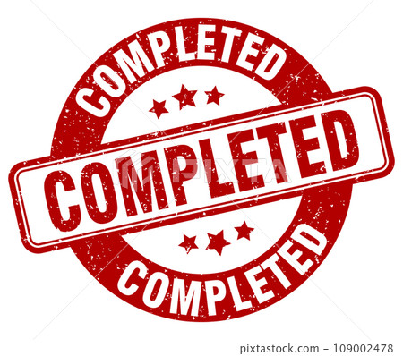 completed stamp. completed label. round grunge sign 109002478
