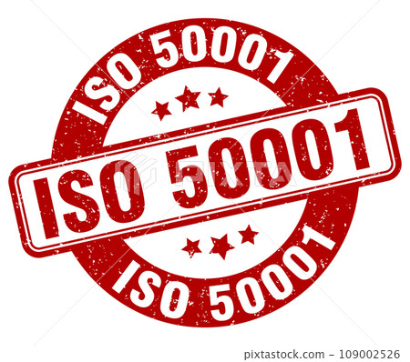 iso 50001 stamp. iso 50001 label. round grunge sign 109002526