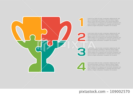 Diagram infographic 4 steps, winner cup puzzle 109002570