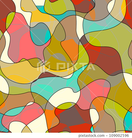 Abstract modern flat geometric liquid shape forms seamless pattern. 109002596