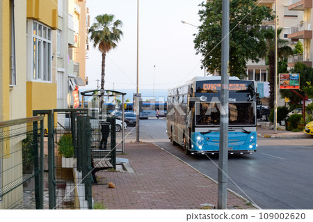 Bus on the streets of Antalya. Tourist city Antalya. Bus on the streets of Antalya. Tourist city Antalya. 109002620