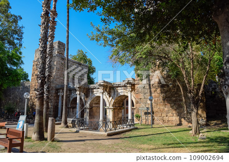 Hadrian's Gate, Antalya landmark. Ancient construction of the Gate of Hadrian Hadrian's Gate, Antalya landmark. Ancient construction of the Gate of Hadrian 109002694