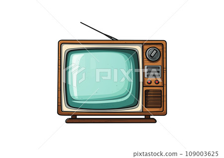 Drawn retro TV isolated on white background. 109003625