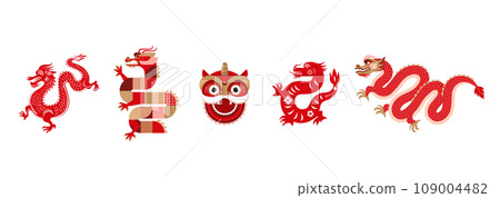 Collection of Chinese traditional dragons illustrations, Lunar, Chinese New Year 2024 , Year of the Collection of Chinese traditional dragons illustrations, Lunar, Chinese New Year 2024 , Year of the 109004482
