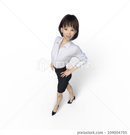 行走的商務女性制服燙髮3DCG插畫素材 行走的商務女性制服燙髮3DCG插畫素材 109004793