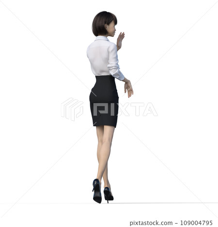 Walking business woman uniform perming3DCG illustration material Walking business woman uniform perming3DCG illustration material 109004795