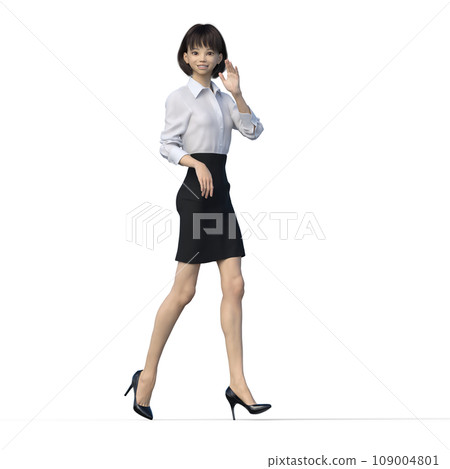 Walking business woman uniform perming3DCG illustration material 109004801