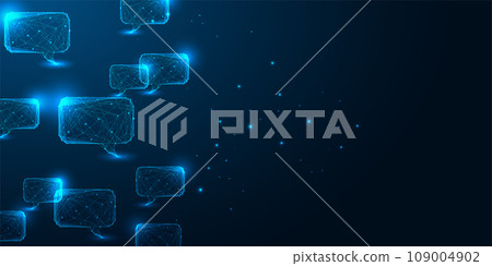 Communication, dialogue, virtual networking, e-commerce concept banner with speech bubbles  109004902