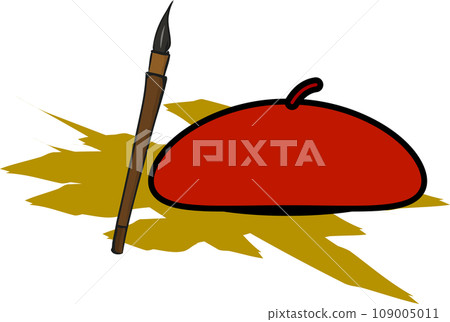 Simple beret and pen illustration Simple beret and pen illustration 109005011