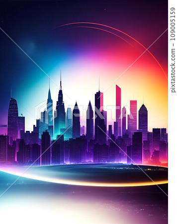 城市剪影“AI生成圖像” 城市剪影“AI生成圖像” 109005159