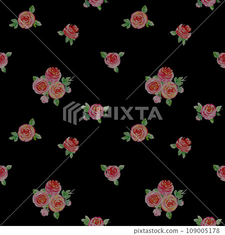 Watercolor roses flowers. Beautiful floral seamless pattern. Watercolor roses flowers. Beautiful floral seamless pattern. 109005178