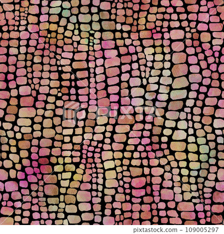 Abstract crocodile reptile scales watercolor seamless pattern 109005297