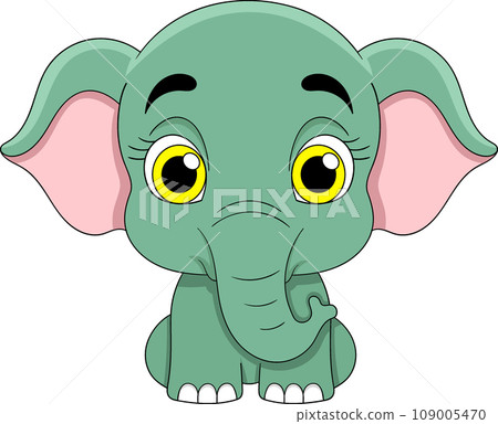 cartoon logo of a baby elephant with a cute green face cartoon logo of a baby elephant with a cute green face 109005470