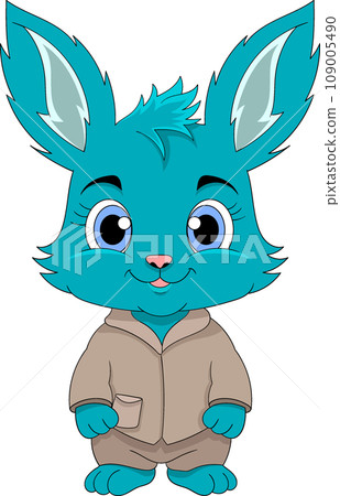 cartoon logo of an adventurous rabbit wearing a scout shirt cartoon logo of an adventurous rabbit wearing a scout shirt 109005490